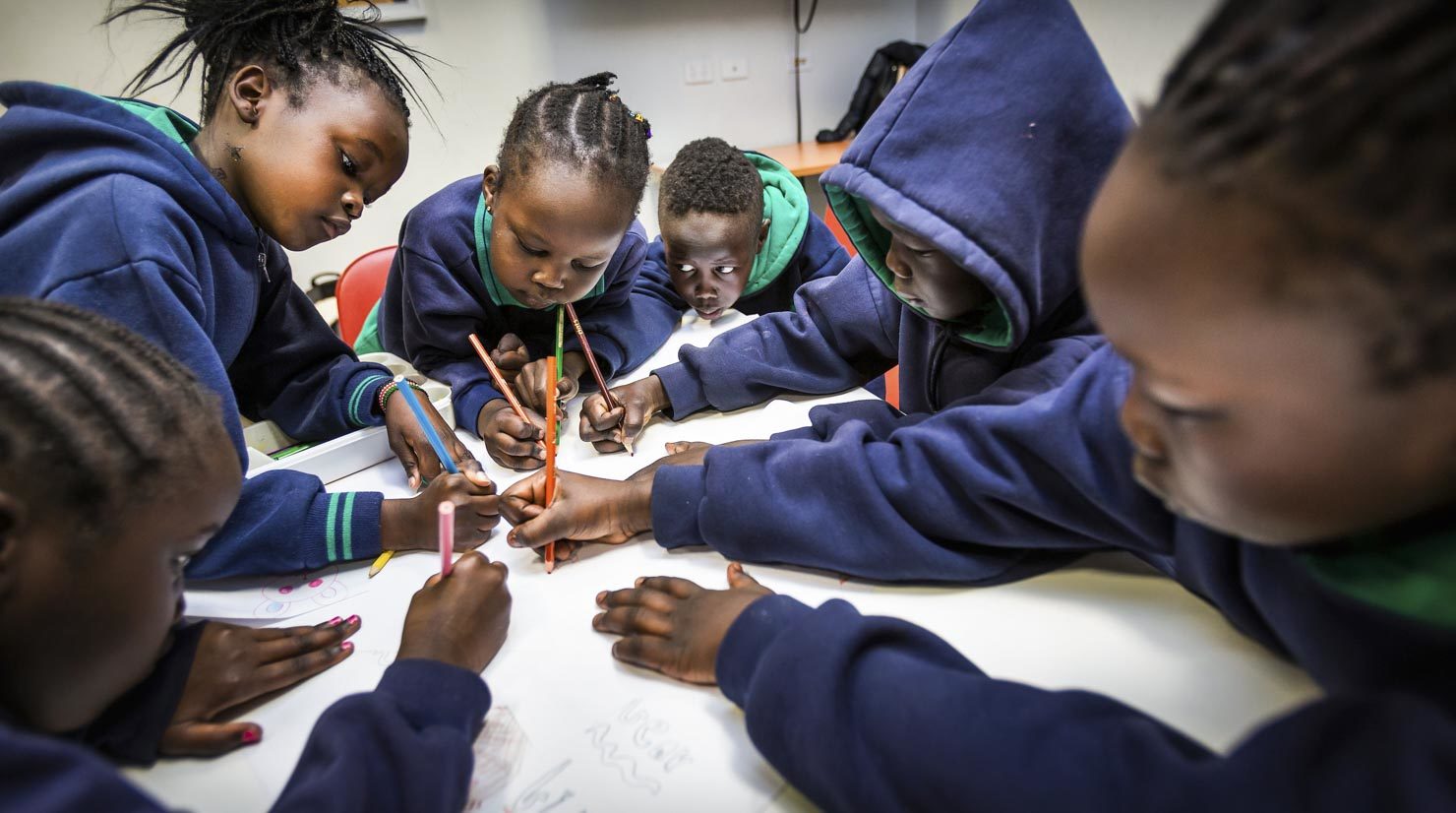 African Australian school children drawing