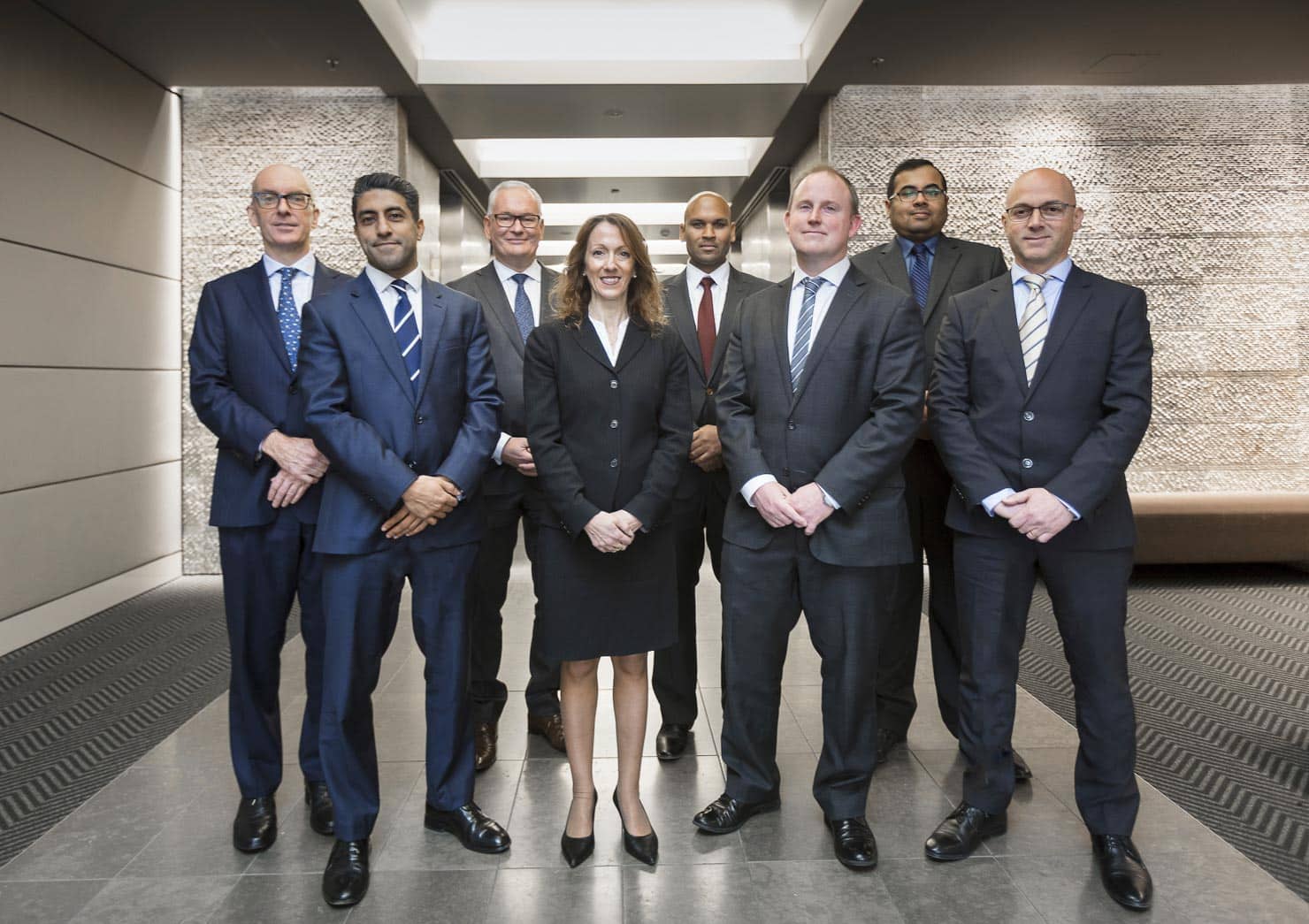 Corporate team photo in foyer