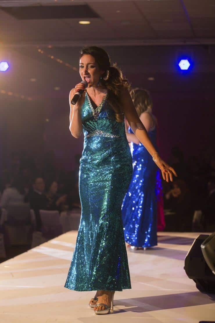 On stage at a gala event