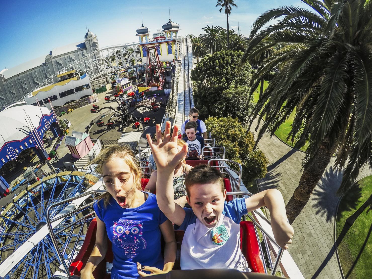 Luna Park kids on roller coaster ride