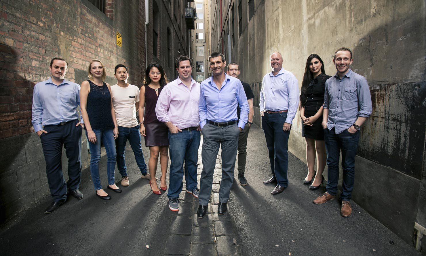 Startup team photo in a Melbourne Laneway