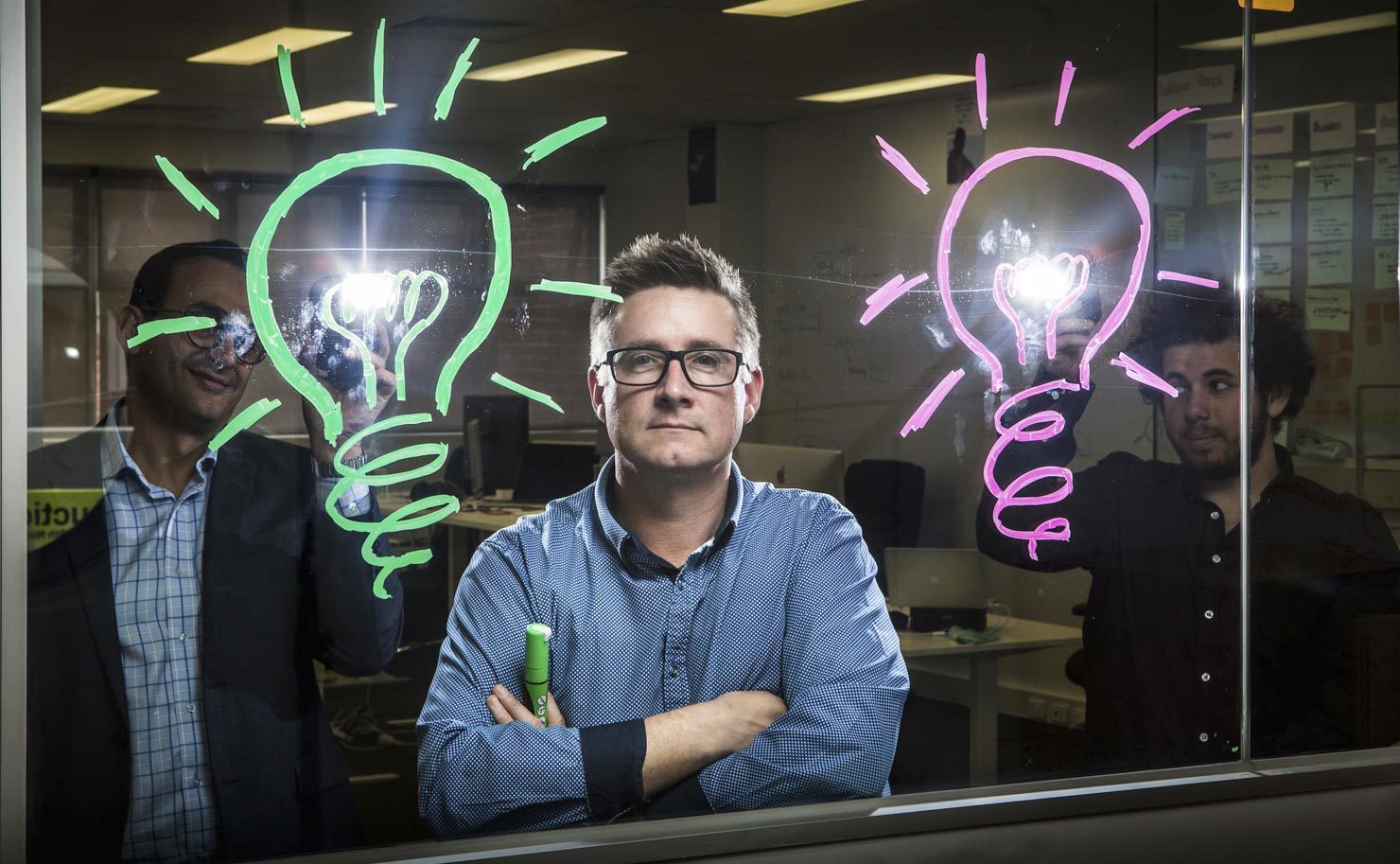Entrepreneur ideas man with light bulbs